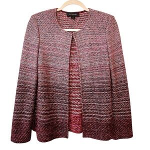 St. John Ombré Stripe Knit Jacket Blazer Wool Linen Cardigan Minimalist Size 4
